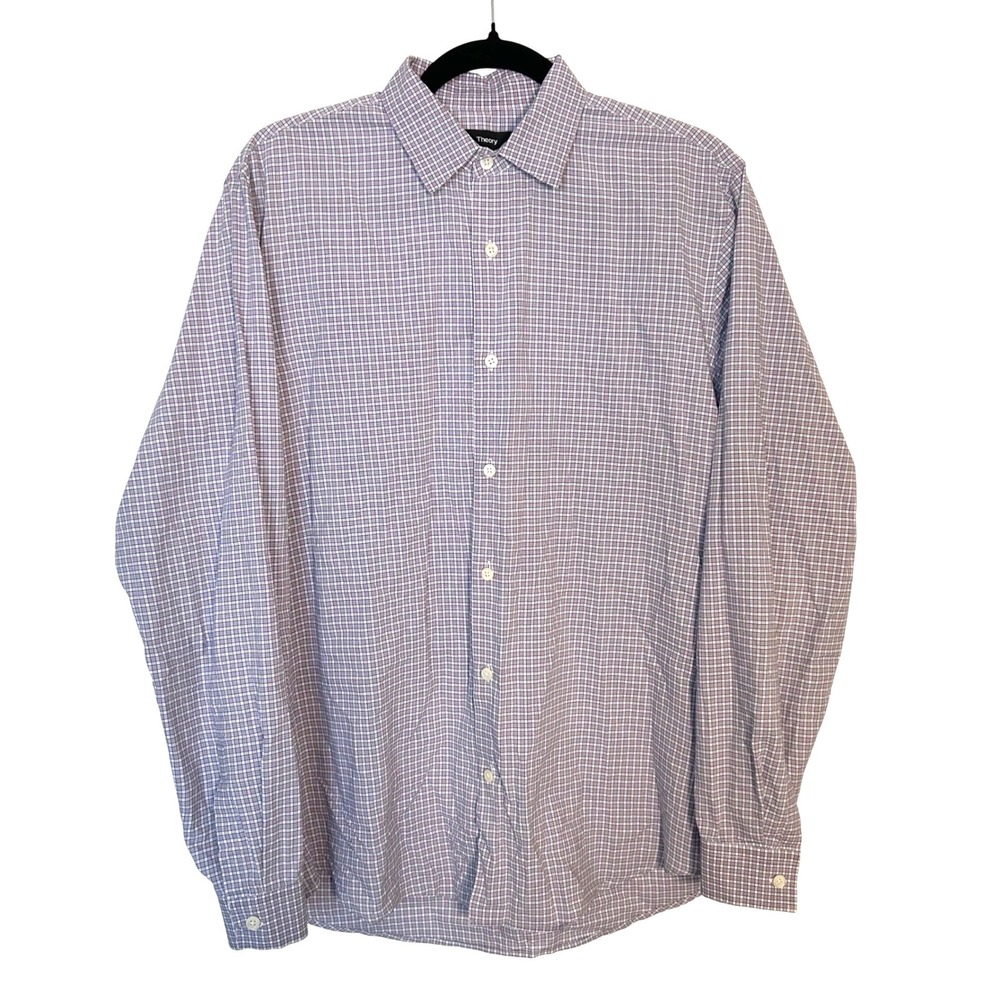 Purple Theory Men's Medium Gingham Long Sleeve Button up Oxford Dress Shirt